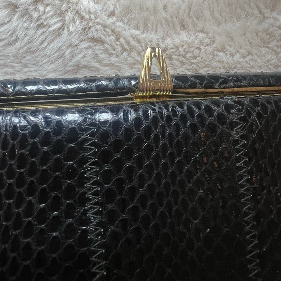 Vintage CORET Snakeskin Panel Leather Handbag | Made in Canada 🐍 - Picture 6 of 10